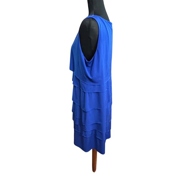 Chico's Dress Size 2 L Blue Layered Sleeveless Dress Flappers Style Royal Blue - Picture 2 of 16